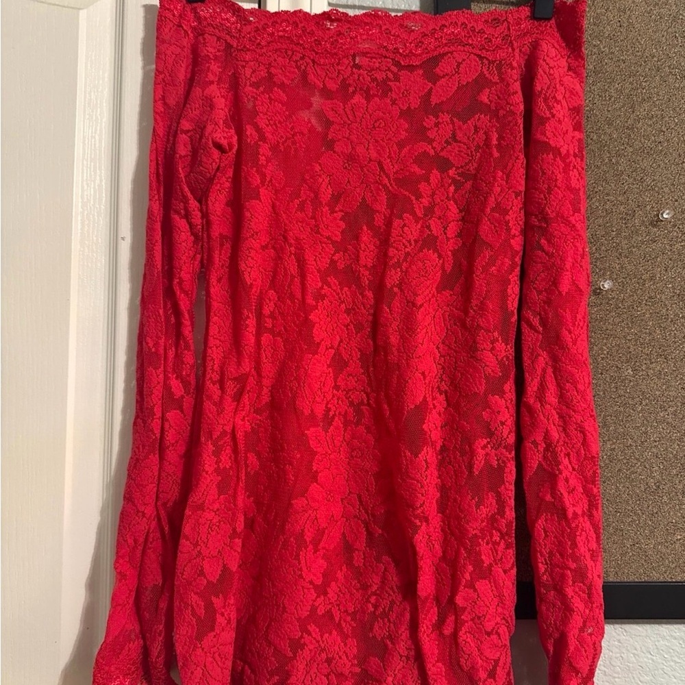 Vintage Victoria's Secret Vibrant Red Lace  Dress